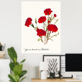  Elegant  Floral Red Carnance Poster (Thuiskantoor)