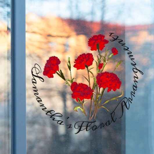 Elegant Floral Red Carnance Raamsticker