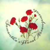  Elegant  Floral Red Carnance Raamsticker (Vel 3)