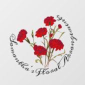  Elegant  Floral Red Carnance Raamsticker (Vel)