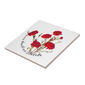 Elegant Floral Red Carnance Tegeltje (Zijkant)
