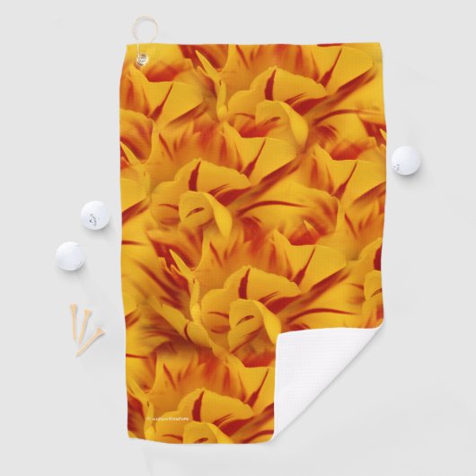 Elegant Floral Red en Gold Monsella Tulips Golfhanddoek (Insitu)