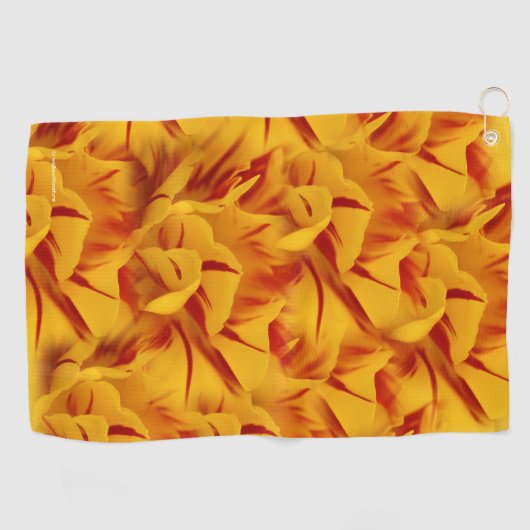Elegant Floral Red en Gold Monsella Tulips Golfhanddoek (Horizontaal)