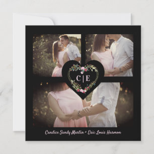 Elegant Floral Red Heart 3 Foto's direct ingezonde Save The Date
