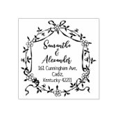 Elegant Floral Retouradres Rubberstempel (Afrduk)