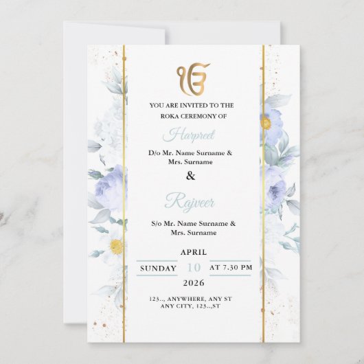 Elegant Floral Rokha Ceremony Invitation (Devant)