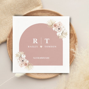 Elegant Floral Roman Numerals Minimalistisch Monog Servet