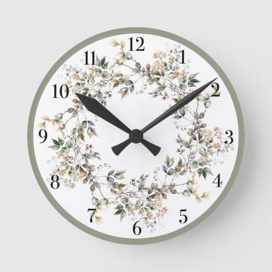 Elegant Floral Ronde Klok (Voorkant)