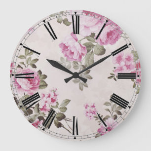 Elegant Floral Roos Clock Grote Klok