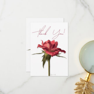 Elegant Floral Roos Dank u kaart