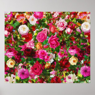 Elegant  Floral Roos Garden Blossom Poster