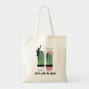 Elegant Floral Roos Gold Glitter Cacti Bridesmaid Tote Bag