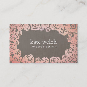 Elegant Floral Roos Gold Rozen Interior Designer Visitekaartje
