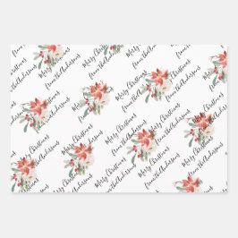 Elegant  Floral Roos Kerstmis Inpakpapier Vel