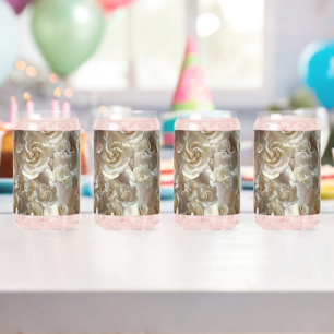 Elegant Floral Roos Petal Pattern Blikvorm Glas