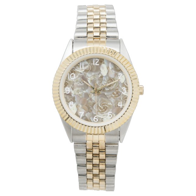 Elegant Floral Roos Petal Pattern Horloge (Voorkant)