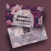 Elegant Floral Roos QR Code Visitekaartje