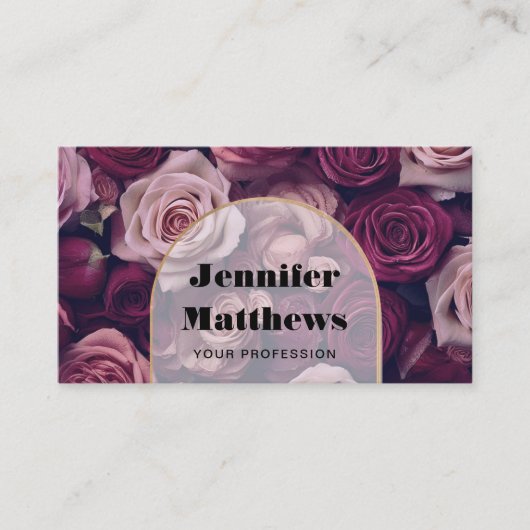 Elegant Floral Roos QR Code Visitekaartje (Voorkant)