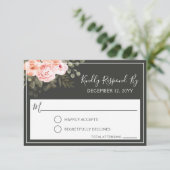 Élégant floral rose pâle Faire-part de mariage RSV (Debout devant)