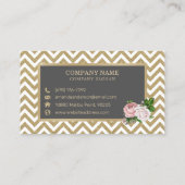 Élégant floral rose sur Carte de visite Chevron or (Dos)