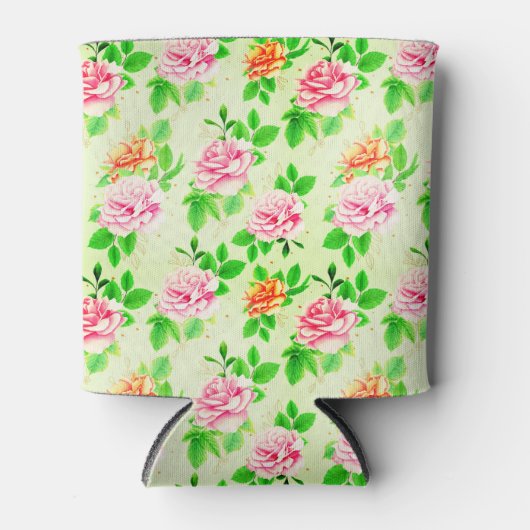 Elegant Floral Roses Green Leaves Pattern-23675 Blikjeskoeler (Voorkant)