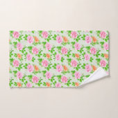 Elegant Floral Roses Green Leaves Pattern-23675 Handdoek (Handdoek)