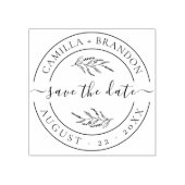 Elegant Floral Round Save the Date Wedding Rubberstempel (Afrduk)