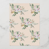 Elegant Floral roze 1e verjaardag Uitnodiging Foli (Achterkant)