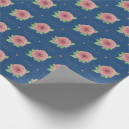 Elegant Floral Roze en Blauw Inpakpapier