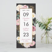Elegant Floral roze en zwart sparen de Datum Save The Date (Staand voorkant)