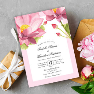 Elegant Floral roze Lotus Wedding Kaart
