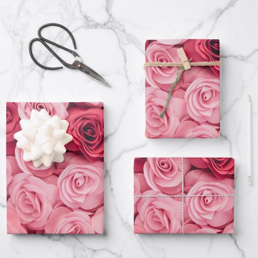 Elegant Floral roze Roses Inpakpapier Vel (Voorkant)