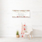 Elegant Floral Rozen Gold Script Afstuderen Spandoek (Insitu)