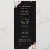 Elegant Floral Rozen Pink Black Wedding Programma (Achterkant)