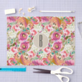 Elegant Floral Rustic Kraft Monogram Shabby Chic Tissuepapier (Craft)