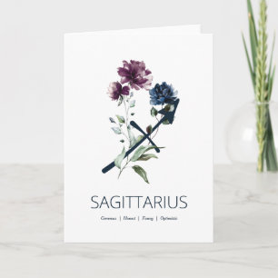 Elegant Floral Sagittarius Traits Birthday Card Kaart