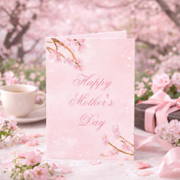 Elegant Floral Sakura Greeting for Mom Kaart
