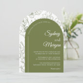 Elégant floral sauge vert Invitation (Debout devant)