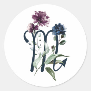 Elegant Floral Scorpio Star Sign Ronde Sticker