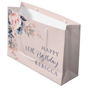 Elegant Floral Script 60ste verjaardag Custom Groot Cadeauzakje