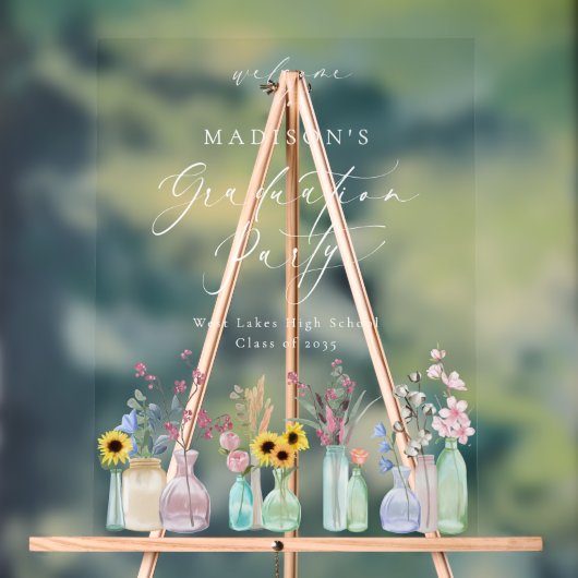 Élégant floral script Bienvenue à la fête de remis (Neutre)