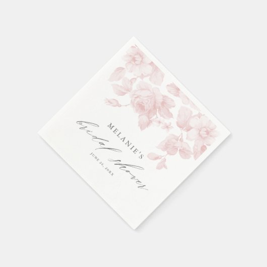 Elegant Floral Script Roze Vrijgezellenfeest Servet (Hoek)