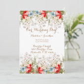 Elegant Floral Script Wedding Kaart (Staand voorkant)