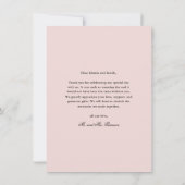 Elegant Floral Script Weduwfoto Bedankkaart (Achterkant)