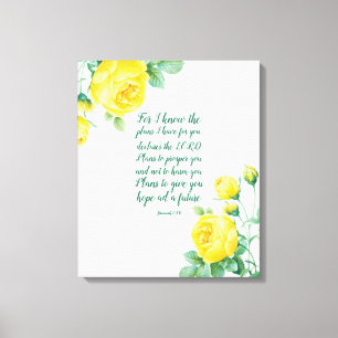 Elegant Floral Scripture 29:11 Canvas Afdruk