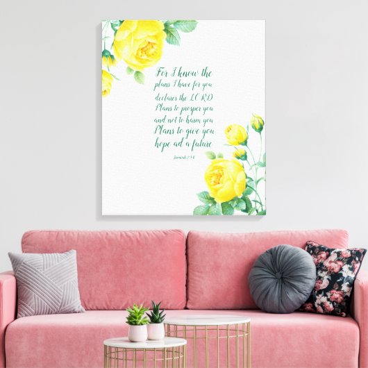 Elegant Floral Scripture 29:11 Canvas Afdruk (Insitu (Woonkamer))