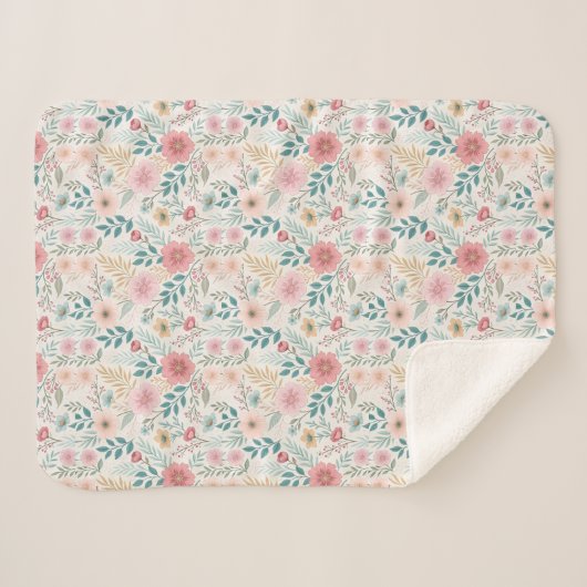 Elegant Floral Seamless Pattern – Sophisticated Sherpa Deken (Voorkant (horizontaal))