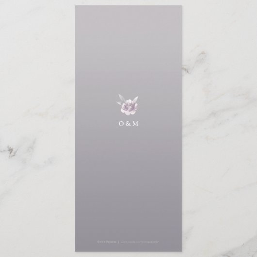 Elegant floral Silver Chinoiserie trouwmenu Menu (Achterkant)