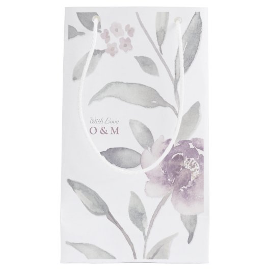 Elegant floral Silver Chinoiserie Wedding monogram Klein Cadeauzakje (Voorkant)