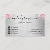 Elegant floral Silver roze schaar Visitekaartje (Achterkant)